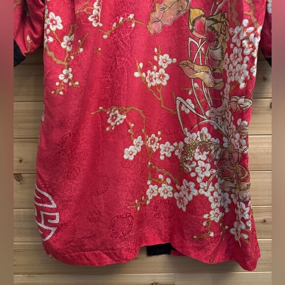 Vintage Soma Size Medium Silk Pink Floral Japanese Kimono Style Robe - Picture 11 of 14